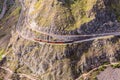 Aerial View Of A Train Which Circling The Mountain Royalty Free Stock Photo