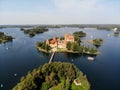 Aerial view of Trakai castle in Lithuania Royalty Free Stock Photo