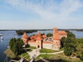 Aerial view of Trakai castle in Lithuania Royalty Free Stock Photo