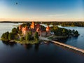 Aerial view of Trakai Island Castle, located in Trakai, Lithuania Royalty Free Stock Photo