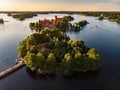 Aerial view of Trakai Island Castle, located in Trakai, Lithuania Royalty Free Stock Photo