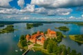 Aerial view of Trakai island castle, a medieval gothic castle in Lithuania Royalty Free Stock Photo