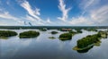 Aerial view of Trakai, over medieval gothic Island castle in Galve lake. Royalty Free Stock Photo