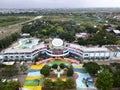 Aerial view of Transera Waterpark Harapan Indah swimming pool at Bekasi Indonesia. Bekasi Indonesia February 2 2021