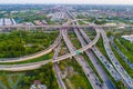 Aerial view transport city overpass road with vehicle movement