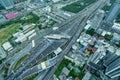 Aerial view of transportation traffic express way road in city,