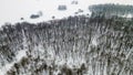 Aerial view of trees without leaves in snow covered ground. White winter scenery. Nature concept Royalty Free Stock Photo