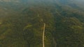 Aerial view road in the jungle mountains. Camiguin island Philippines.