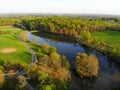 The aerial view of the trees and the pond near Carousel Park, Pike Creek, Delaware, U.S.A