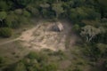 aerial view of a tribe clearing for new village on the amazonas