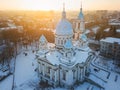 Aerial view of the Trinity Orthodox Cathedral. Sumy, Ukraine