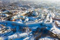 Aerial view of Trinity St. Sergius Lavra in Sergiev Posad in winter, Russia
