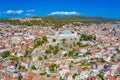 Aerial view of trio of fortresses in Sibenik, Croatia Royalty Free Stock Photo