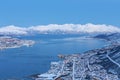 Aerial View on Tromso City, Norway, Tromso At Winter Time, Christmas in Tromso, Norway Royalty Free Stock Photo