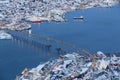 Aerial view on Tromso, Norway, Tromso At Winter Time, Christmas in Tromso, Norway Royalty Free Stock Photo