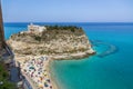 Aerial view of Tropea Beach and Santa Maria dell`Isola, Church - Tropea, Calabria, Italy