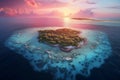 Tropical atoll island in ocean