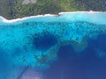 Aerial view on tropical beach with boats