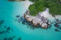 Aerial view of tropical beach with crystal clear sea water Royalty Free Stock Photo