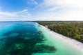 Aerial view tropical beach island reef caribbean sea. Indonesia Moluccas archipelago, Kei Islands, Banda Sea. Top travel