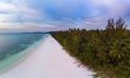 Aerial view tropical beach island reef caribbean sea. Indonesia Moluccas archipelago, Kei Islands, Banda Sea. Top travel