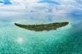 Aerial view tropical beach island reef caribbean sea. Indonesia Wakatobi archipelago, Tomia Island, marine national park. Top Royalty Free Stock Photo