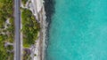 Aerial view of tropical beach landscape at addu city, Maldives Royalty Free Stock Photo