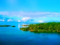 An aerial view of a tropical beach in Roatan Honduras Royalty Free Stock Photo