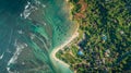 aerial view of tropical coastline and fisherman village Royalty Free Stock Photo