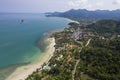 Aerial view of tropical coastline on Koh Chang, Thailand with mountains,jungle and ocean