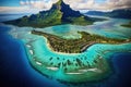 Aerial view of a tropical island in the Indian Ocean, Mauritius, Bora Bora aerial view, Tahiti, French Polynesia, AI Generated