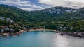 Aerial view of the tropical island landscape with beach and hills near ocean in Thailand.Koh Samui.Asia. Drone. Royalty Free Stock Photo