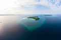 Aerial view tropical island reef. Indonesia Moluccas archipelago, Kei Islands, Banda Sea. Top travel destination, best diving