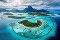 Aerial view of tropical island at Seychelles, Mahe, Aerial View of Bora Bora Island and Lagoon, AI Generated