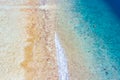 Aerial view tropical ocean reef, coral coastline beach and calm waves Royalty Free Stock Photo