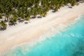 Aerial view of tropical paradise beach, amazing seascape with white sand and azure sea, outdoor travel abstract background Royalty Free Stock Photo