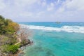 Aerial view of a tropical paradise like beach with crystal clear turquoise water