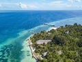 Aerial View of Tropical Resort on Remote Island Royalty Free Stock Photo