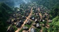 Aerial View Of Tropical Village In Dense Forest Royalty Free Stock Photo