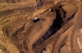 Aerial view of trucks carrying earth