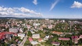 Aerial view of Truskavets town, Ukraine. Popular healing spa resort with mineral springs. Known as Kurortopolis Royalty Free Stock Photo