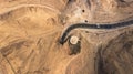 Aerial view on a tunnel through the mountain with cars passing by Royalty Free Stock Photo