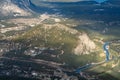 Aerial view of Tunnel Mountain and Town of Banff. Banff National Park, Canadian Rockies