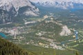 Aerial view of Tunnel Mountain and Town of Banff in summer time. Banff National Park