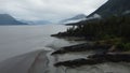 Aerial view of Turnagain Arm Cook Inlet, Alaska with a mountainous landscape Royalty Free Stock Photo