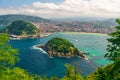 Aerial view of turquoise bay of San Sebastian or Donostia with beach La Concha, Basque country, Spain Royalty Free Stock Photo