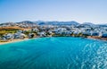 Aerial view on turquoise bay and white houses on the coast Royalty Free Stock Photo