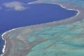 Aerial view of turquoise waters of new caledonia lagoon