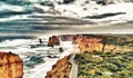 Aerial view of Twelve Apostles along Great Ocean Road, Australia Royalty Free Stock Photo