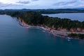 Aerial view twilight sea and landscape of Noen Nangphaya in Chanthaburi, Thailand. - landmark and view point travel beautiful Royalty Free Stock Photo